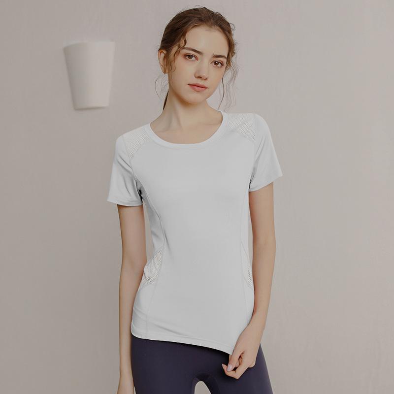 

Женский быстросохнущий дышащий фитнес-топ с коротким рукавом для бега, йоги, похудения и летних тренировок. L