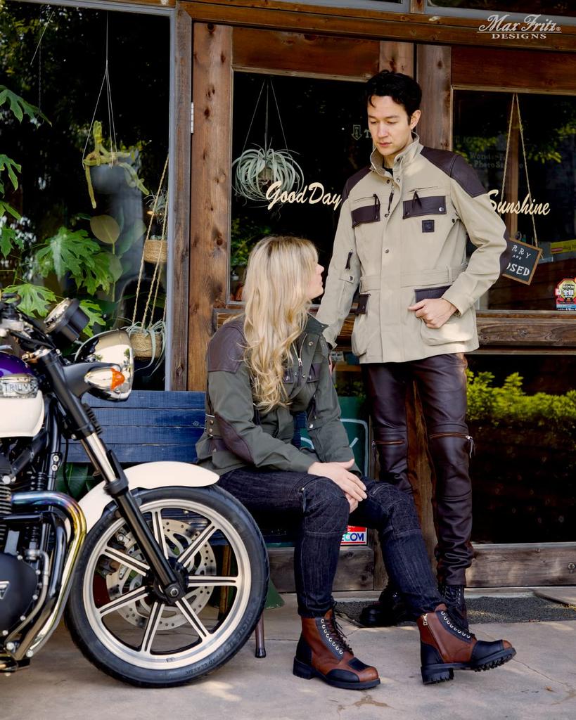 Max Fritz Sorona Genuine Leather Air Intake Rail Jacket Size L for and Autumn 2, Men's Beige, (48), MFJ-2467, Motorcycles, Spring, Summer,