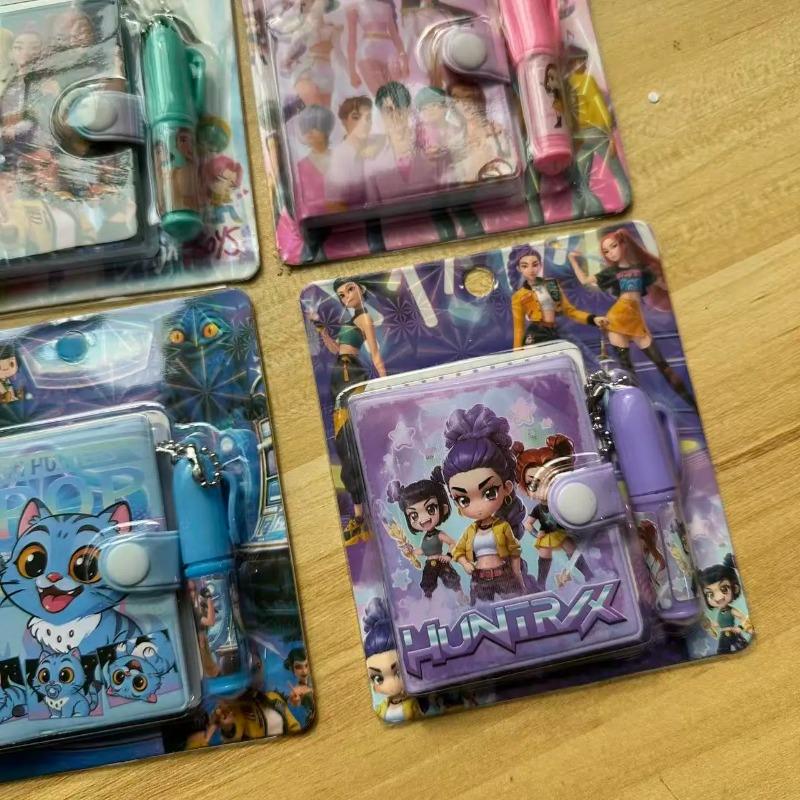 2\4Pcs New K Pop Devil Hunter Notebook Cartoon Stationery Set Book Ballpoint Pen Small Set Student Gift Stationery