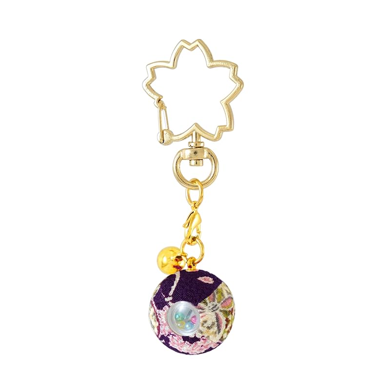 

[Zoon] flower crepe kaleidoscope Japanese pattern Crepe with bell key ring made in Japan souvenir (purple)