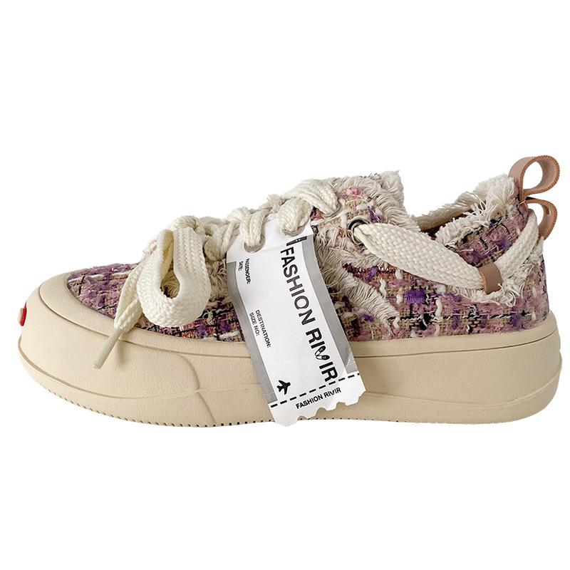 

XY-A79 open smile platform canvas shoes women s shoes bread shoes 2025 new round head niche original chic board shoes 40 фіолетовий