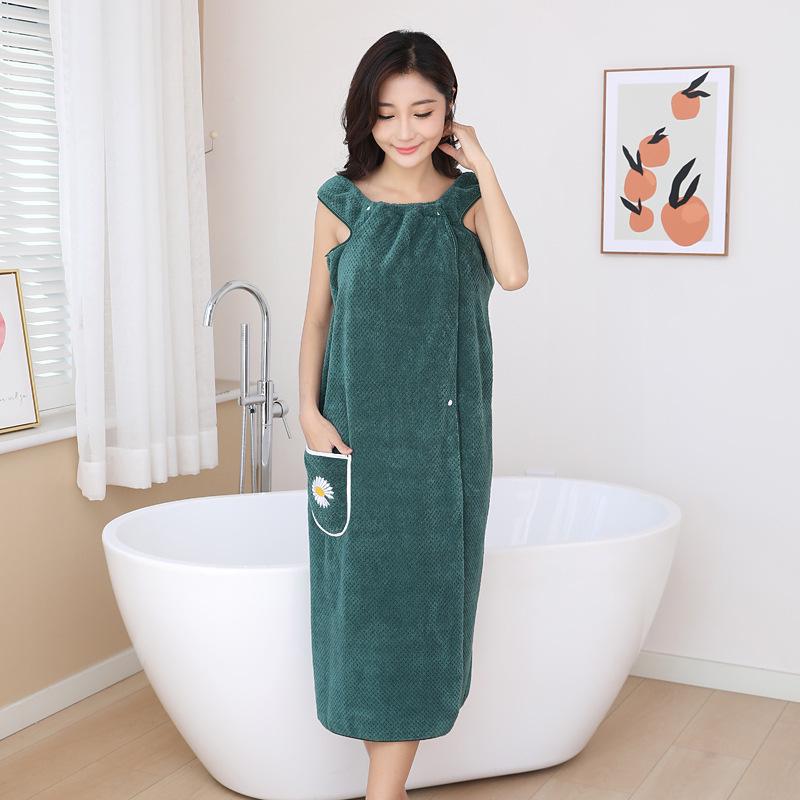 Pologg Embroidered Bath Skirt - Wearable, Wrapable, Plus Size, Absorbent, Soft, Durable Bathrobe Towel