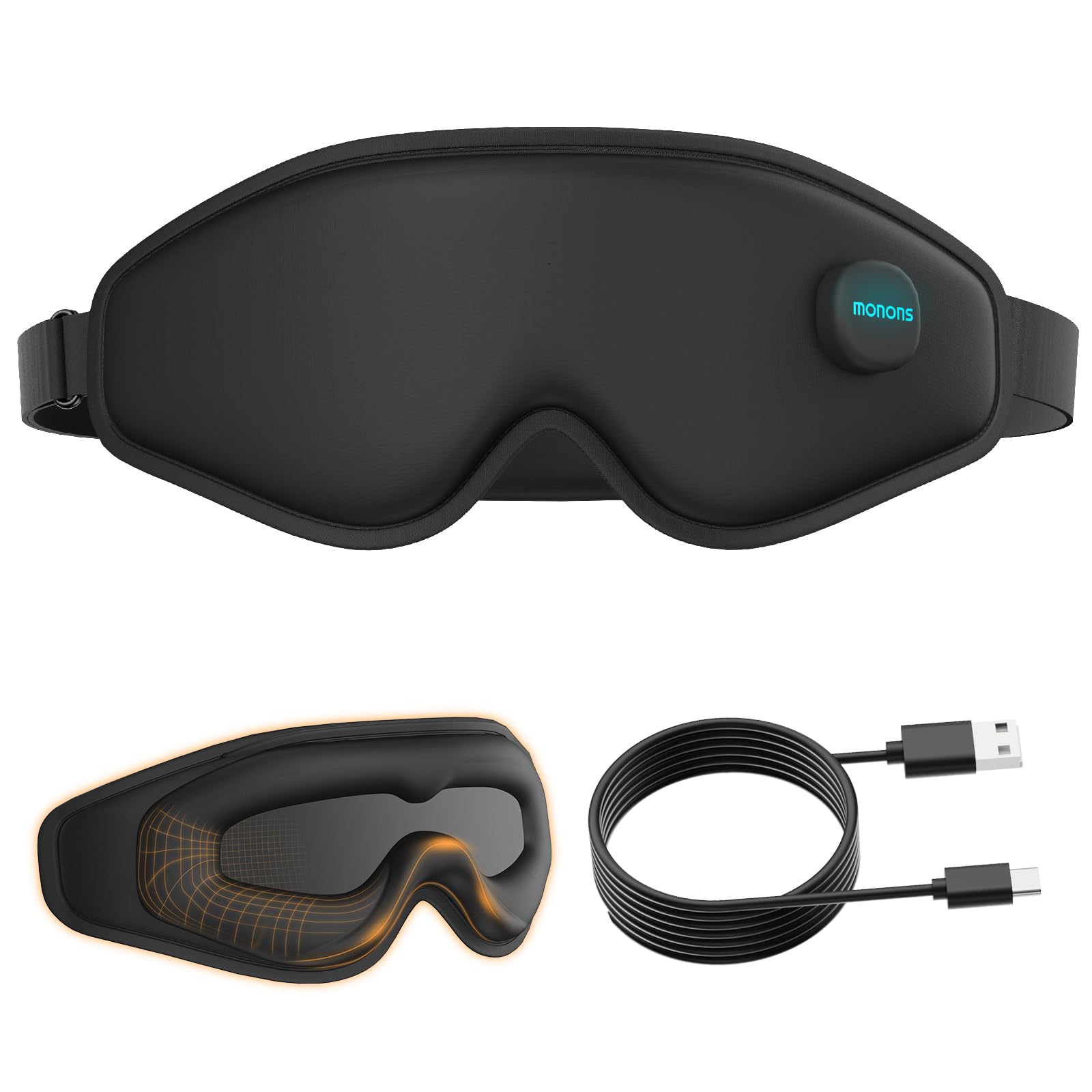 

Маска для сна для глаз Усталость глаз с подогревом и USB-перезаряжаемым светом для глаз 3D Японский свет для глаз Включает 3 режима нагрева 8 режимов вибрации Черный [Снять вибрацию] чёрный