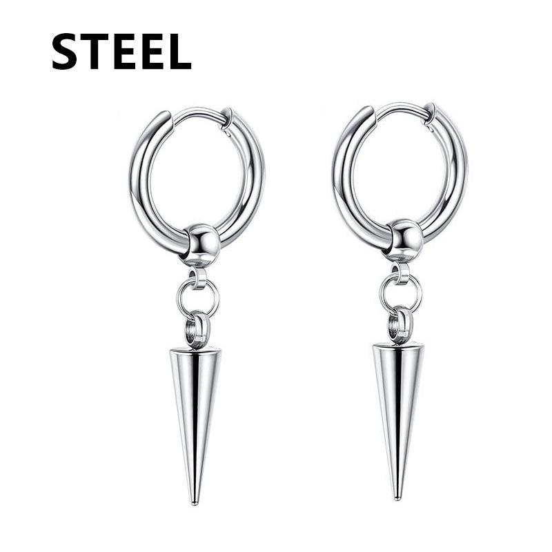 Stainless Steel Dangle Hanging Pendant Drop Earring for Woman Man Minimalist Punk Spike Piercing Ear Jewelry New In Accessory
