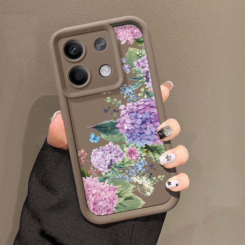 Fashion Flower Pattern Phone Cover For Xiaomi Redmi Note 13 12 4G 11 10 Pro Max 13T 11T Poco F6 X6 X5 Pro Floral Matte Shockproof Soft Silicone Cover