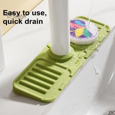 Tapis de robinet en silicone à séchage rapide avec bac de drainage intégré, protection anti-éclaboussures facile à nettoyer pour organisateur de salle de bain et de cuisine
