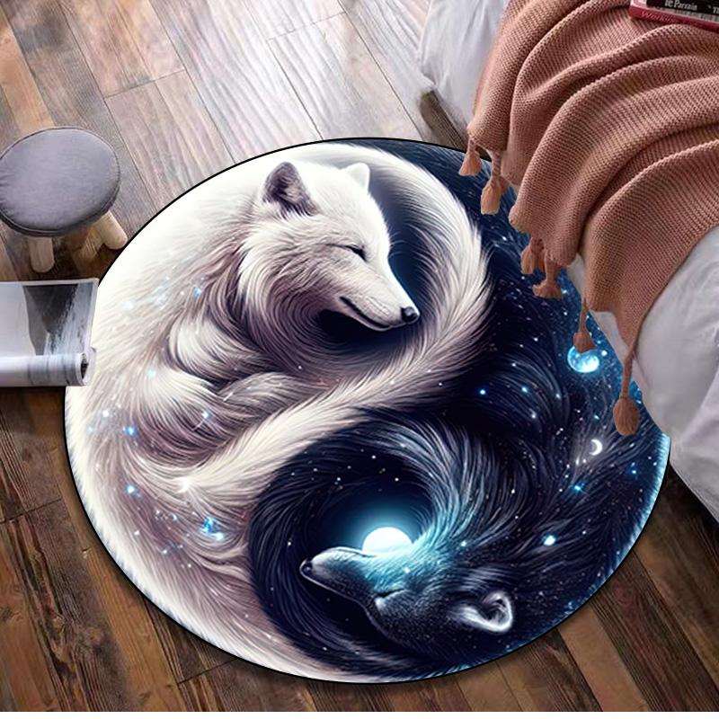 

1Pc Yin Yang Animal Circular Print Rug - home decoration Carpet For Living Room Bedroom Flooring Computer Chair Area Rug 80x80cm( 31x31in)