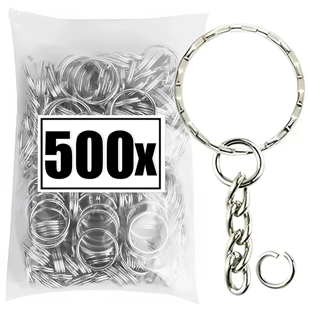 50/500pcs Metal Blank Keyring Keychain Split Rings Keyfob Key Rings Lobster Clasp Key Chain Key Pendant Stainless Steel Rings