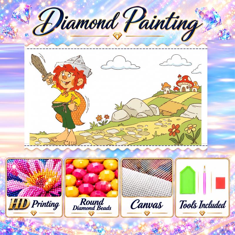 Pumuckl Diamond Painting Kit 5D Full Drill DIY Diamond Mosaic Wall Art Home Decor