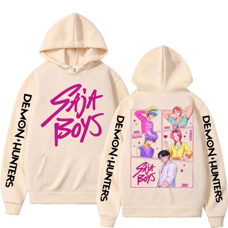 Anime KPop Lovci démonů Saja Chlapecké mikiny Pánské Dámské Trendy Harajuku Mikina Dlouhý rukáv Volná Fleecová Ležérní Streetové oblečení