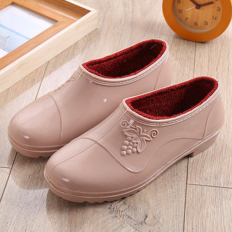 Low-top Spring and Autumn Jelly Waterproof Shoes Fashion Rain Shoes Women's Summer Kitchen Work Rubber Shoes Outer Wear Non-slip Shoes Adult