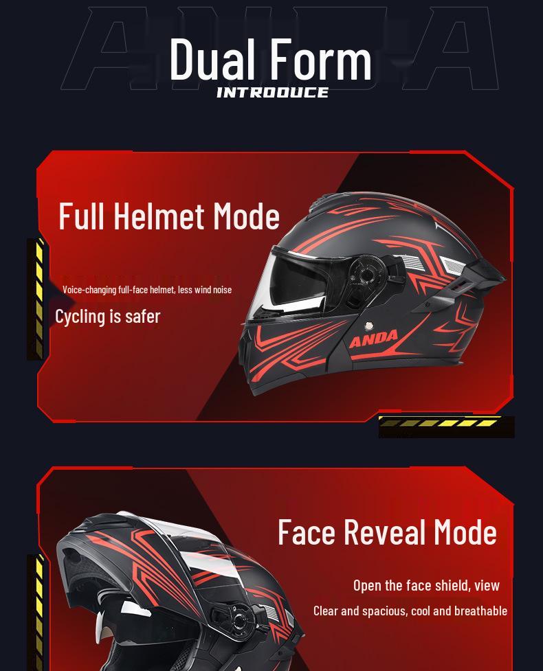 AD Unisex 3C Certified Winter Electric Motorcycle Flip-Up Full Face Helmet