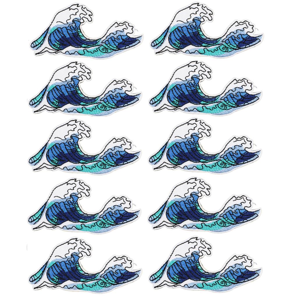 Wave Embroidery Cloth Sticker, Clothes Decoration Patch Sticker, Computer Embroidery Chapter Boy, Summer Surfing Sea Wave Embroidery Label