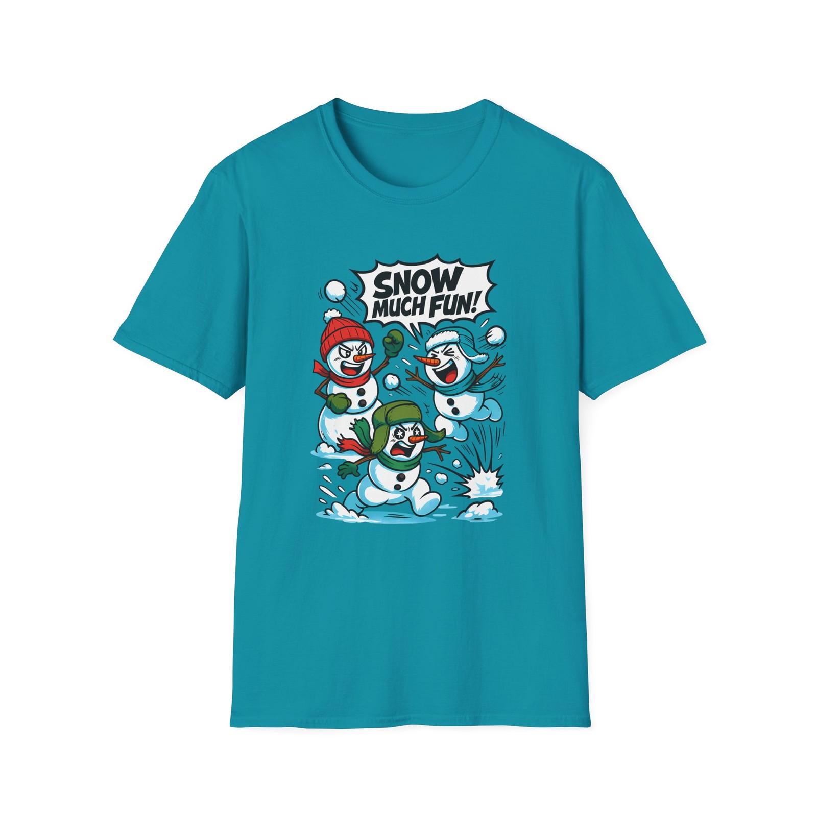 Unisex Softstyle T-Shirt Mens Womens Tees Top Manga Snowmen Snowball Fight Funny Christmas Chaos S
