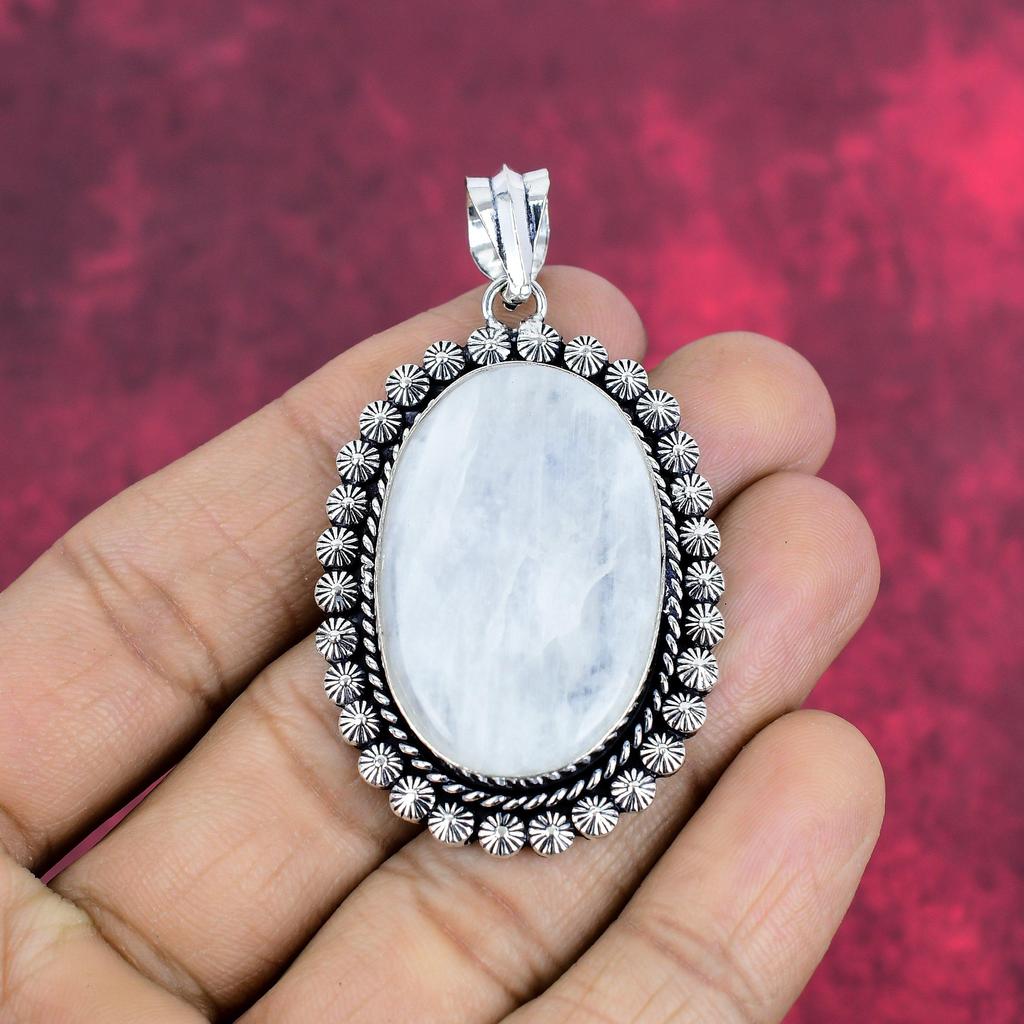 Regenbogen Mondstein Schmuck, 925 Massiv Sterlingsilber Anhänger Handgefertigter Edelsteinschmuck, Geschenke für Ehefrau Brandneuer Anhänger