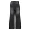 Unisex Retro Washed Black Denim Jeans Loose Straight Cut High Street Style Cotton Blend