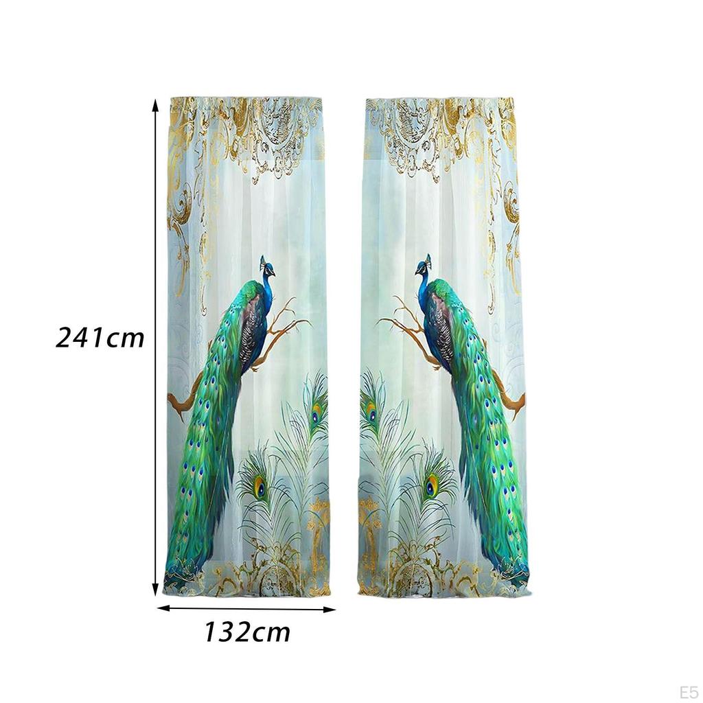 2 szt. niebieski tiul zasłony sypialniane przędza drukowana przezroczysta do pokoju dziecięcego jadalnia