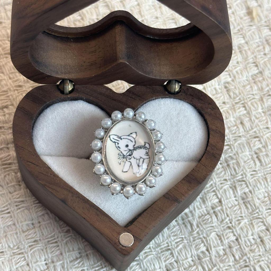 Ouyang Nana Style Korean Retro Pearl Deer Ring - Elegant & Versatile Fashion for Women