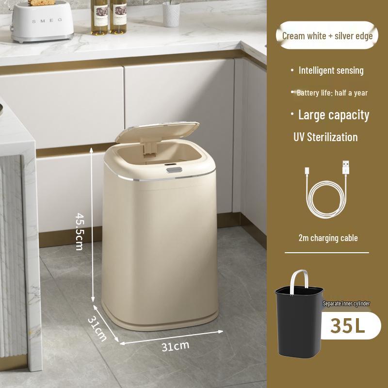 Automatic Smart Induction Trash Can for Home – Large Capacity for Living Room, Kitchen, Bathroom
