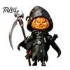 Integrated Resin Craft Ornaments Halloween Pumpkin Reaper Statue, Hooded Ornament, Black Robe Figurine Detailed Statue with Sickle Desktop Decor