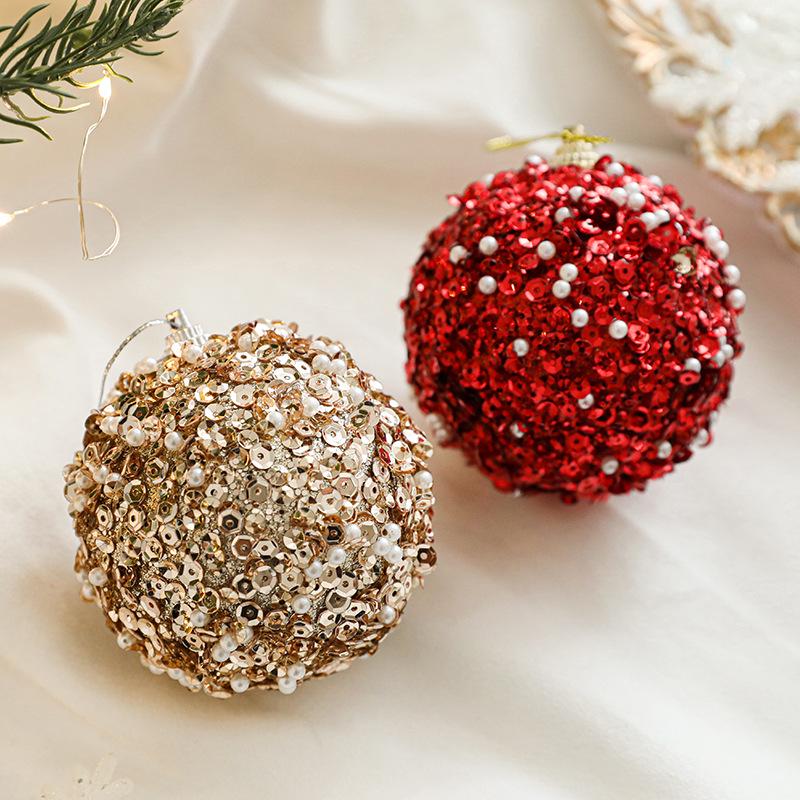 8CM Sequin Foam Christmas Tree Ornament Ball - Hanging Decoration