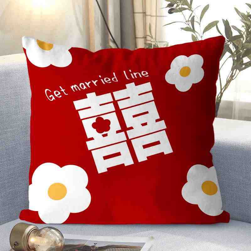 Wedding Pillows, Wedding Room Atmosphere Decoration Pillows, Living Room Sofa Cushions, Happy Wedding Gifts, Wedding Supplies Props