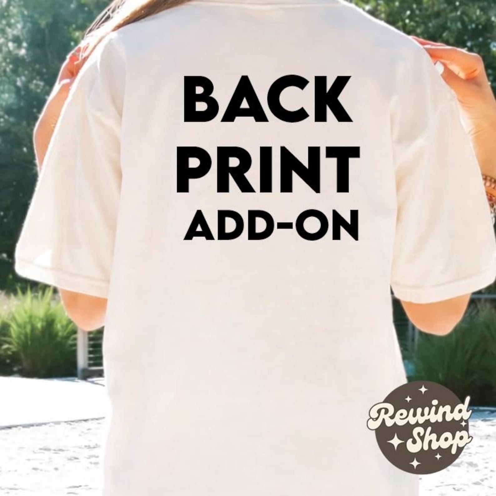 Back Print Add-On - Add Text Logo Image to Custom Tshirt - Personalized T-Shirt 4XL