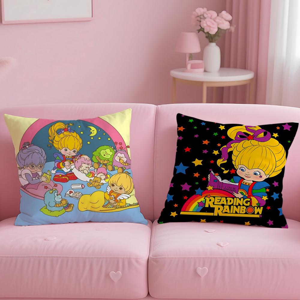 Classic Cartoon Rainbows Brite Cushion Cover Soft & Easy-Wash Pillow Case – Versatile for Couch, Bed, Travel and Office
