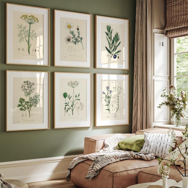 Vintage Botanisch Modern Wildblumen Kunst Poster Leinwand Malerei Wanddrucke Bild für Wohnzimmer Heimdekor