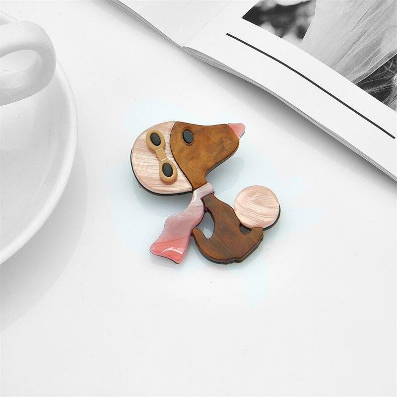 Blucome Acrylic Material Brooches Women Fashion Dog with Pink Scarf Women's Brooch New Arrival Girls Pins on Bags Clothes