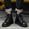 Men's High-top Leather Shoes British Style Mid-top Fashion Shoes Genuine Leather Work Clothes Leather Boots Motorcycle Autumn Men's Shoes