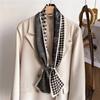 New temperament double-layer scarf streamer strap bag decoration suit scarf small long headband silk scarf women's printing narrow