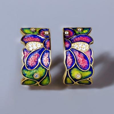 Vintage Temperament Flower Earring for Women Handmade Enamel Ink Blue Daisy Ladies Elegant Earrings To Attend The Party Jewelry