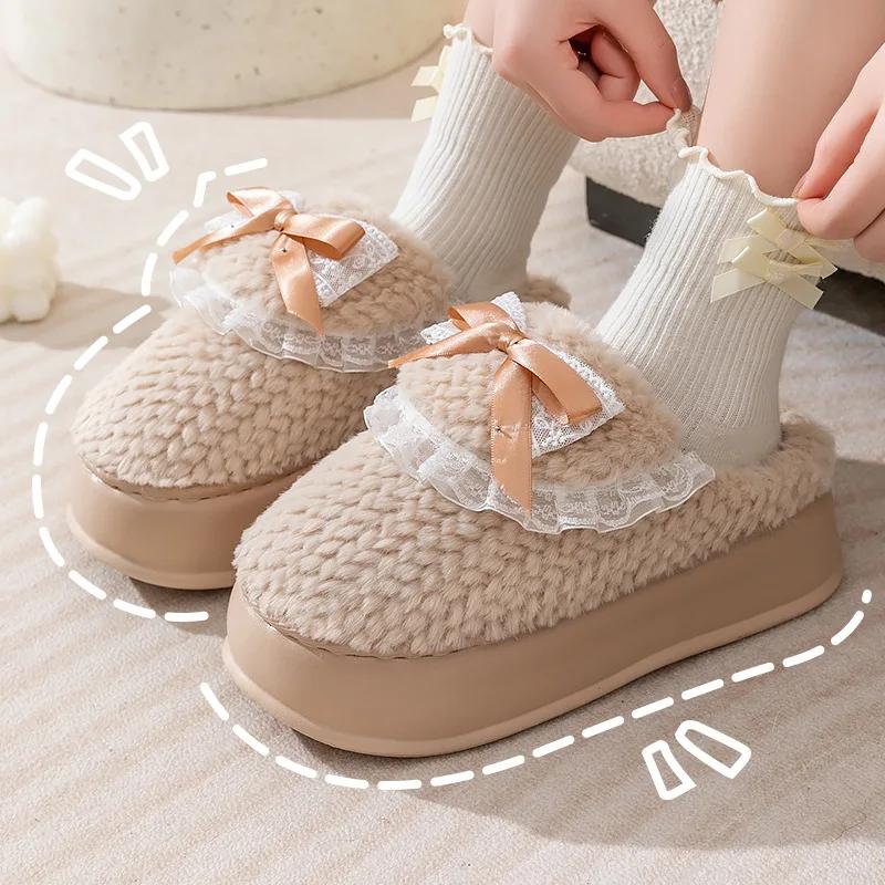 Cartoon Cute and Interesting Women Slippers Warm Thickening Lightweight Bedroom Winter Cotton Shoes Women Toe Wrap Cotton Shoes