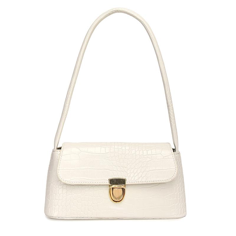 

2024 осінь популярний крокодил візерунок багет сумка модна текстура портативна жіноча сумка приміська сумка через плече під пахвою білий
