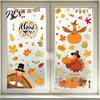 Seasonal Shop Window Decor 4 Sheets Thanksgiving Static Stickers, Decorative Vinyl Decals, Autumn Turkey Decals Maple Leaves Pumpkin Patterns