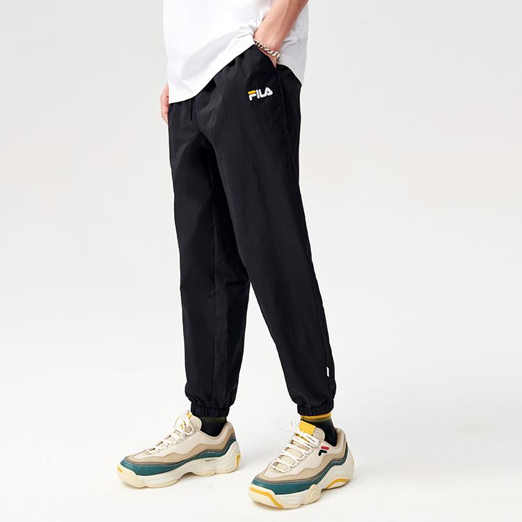 FILA Fusion Loose Fit Sports Printed Woven Tapered Pants Autumn Men pants Deep-Black T11M122805FBK