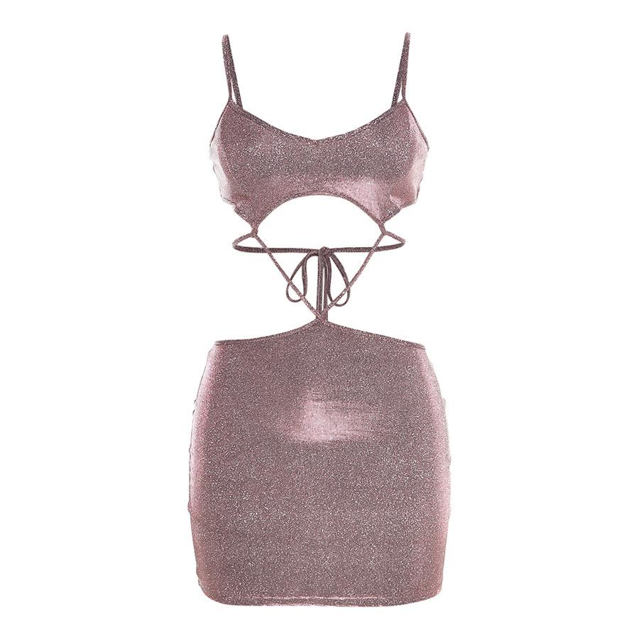 Summer New Cross-border Women's Fashion Hollow Navel-baring Slim Evening Dress Dress for Women