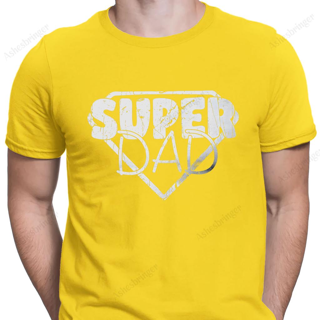 Super Dad Graphic Novelty Crew Neck Fathers Day T Shirt Funny Dad Gift Tee Street Casual Style Tops for Men and Women