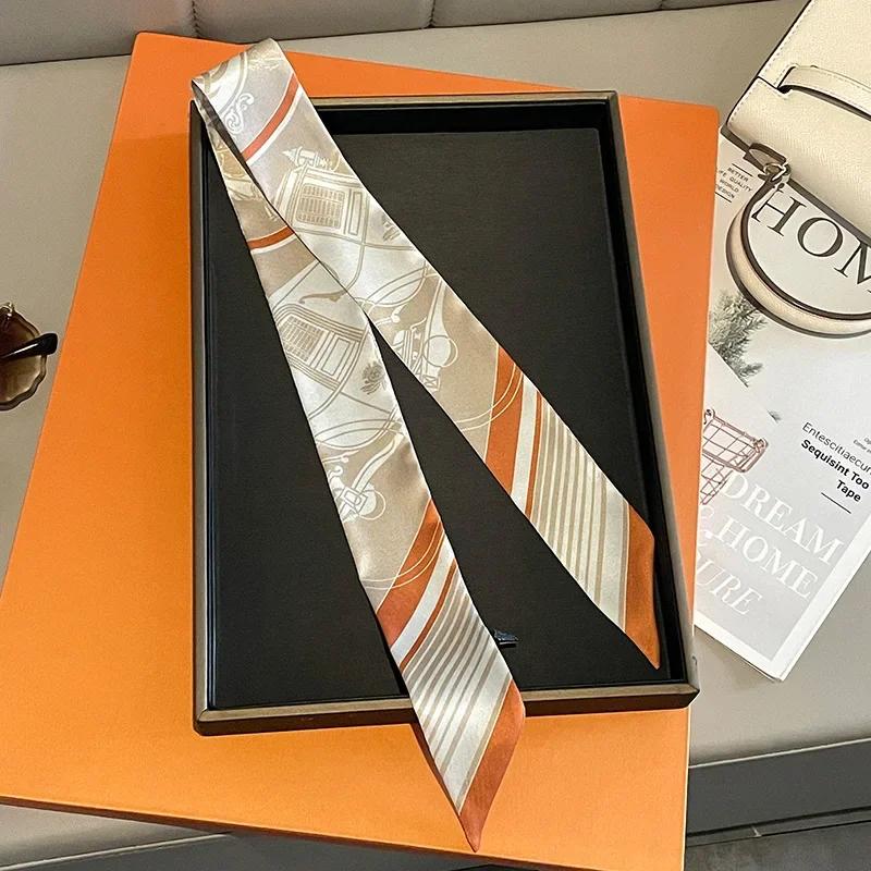 

Роскошный брендовый печатный ремень для сумки, шарф для женщин, маленький шелковый шарф, повязка на голову, длинная сумка, аксессуары, лента 5x85cm