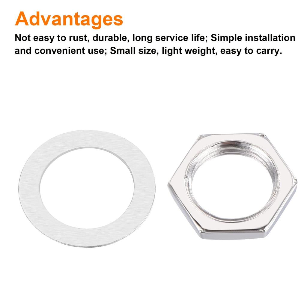 uxcell Set Guitar Nut Washer M9 Guitar Jack Socket Nut Silver for Electric Guitars and Basses 5-Piece & Input/Output