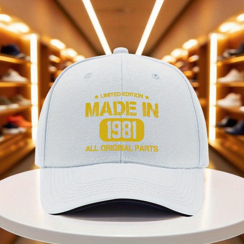1pc 2025 SummerAutumn New Unisex Lightweight Baseball Cap with 1981 Birthday Print Outdoor Breathable Visor Hat for Family