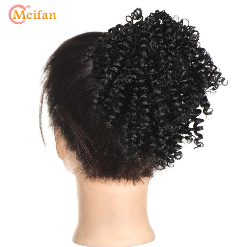 Synthetic Hair Bun Afro Kinky Short Curly Chignon Hairpieces For Women Black Elastic Rubber Band Hair Extensions