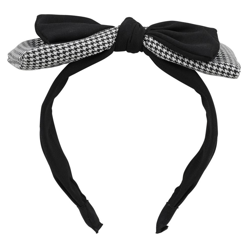 French Vintage Plaid Headband: Elegant Autumn/Winter Skull Headdress for Women