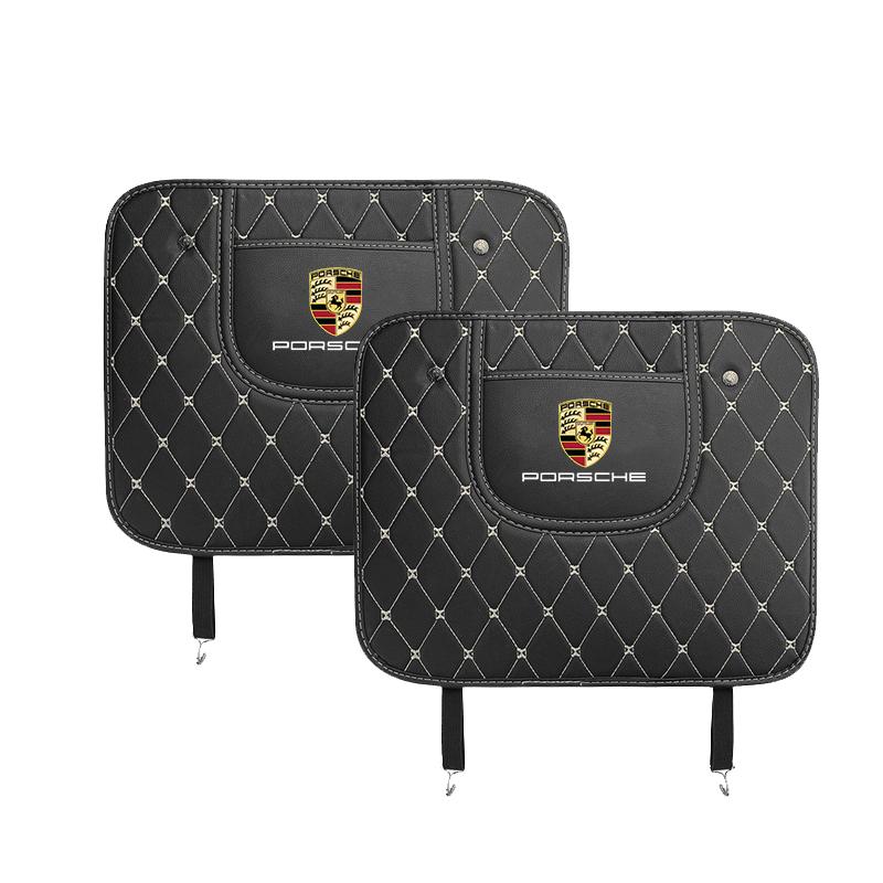 

2Pcs Leather Car Anti-Kick Mat Auto Seat Back Protector Pad For Porsche 911 718 Taycan Panamera Cayenne Macan Boxster Cayman