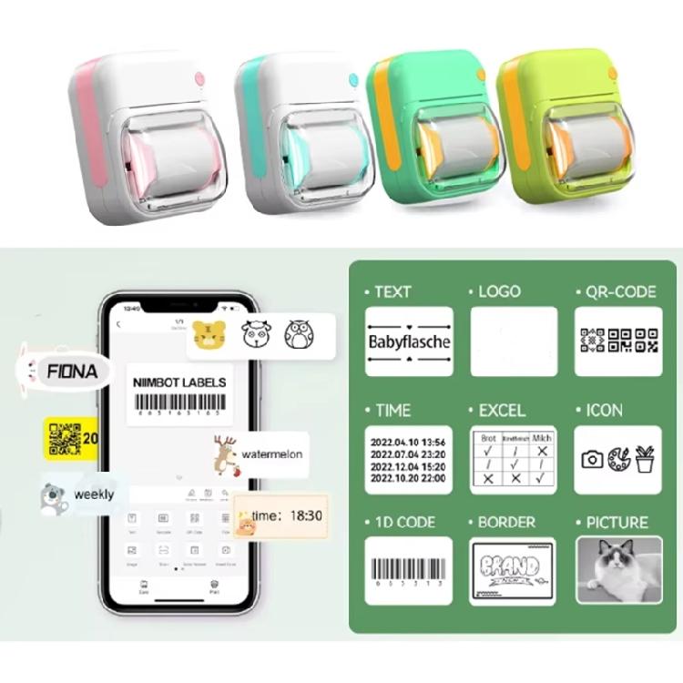 Portable Mini Thermals Printer for Labels Photos and Note Rechargeable Battery No Inks Required Includes 1 Roll Printing Paper