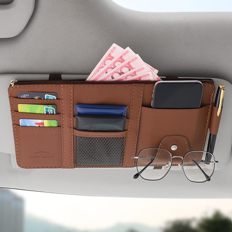 Multi-Function Car Visor Organizer: Glasses, Card, and ID Clip Holder