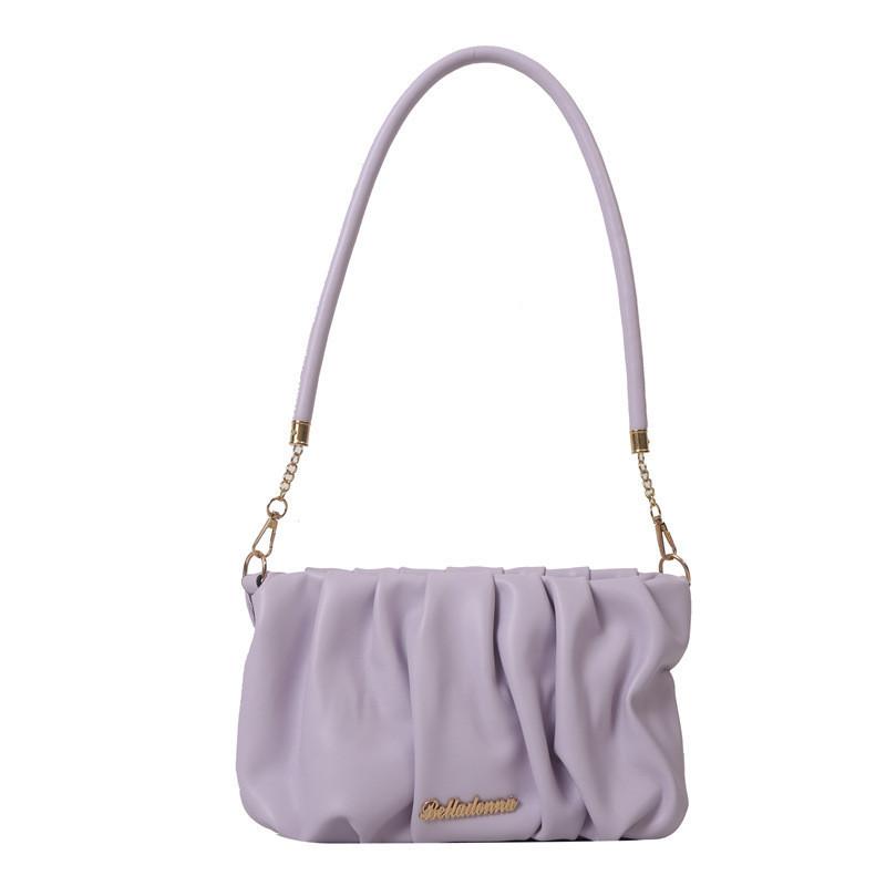 Fashionable Pleated Single Shoulder Bag 2023 New Season Minimalist Chic Underarm Bag Trendy Commuter Handbag фиолетовый