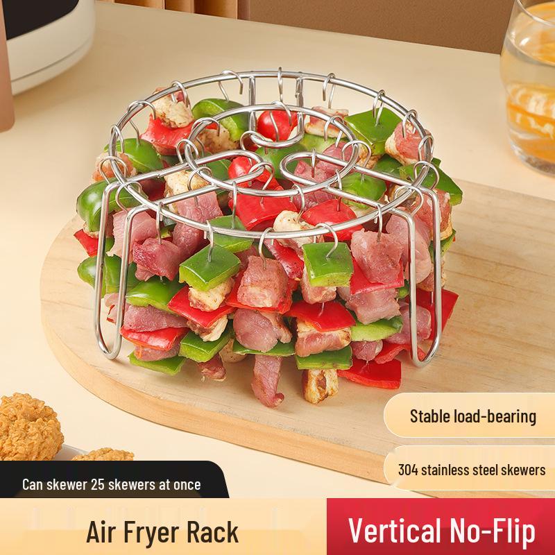 304 Stainless Steel Vertical Air Fryer Skewer Rack for Household Ovens
