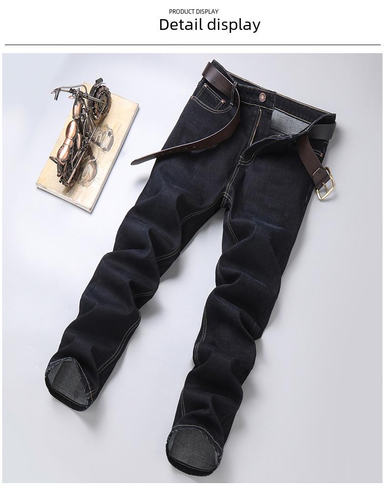 Černé elastické džíny Business Casual pro muže středního a staršího věku